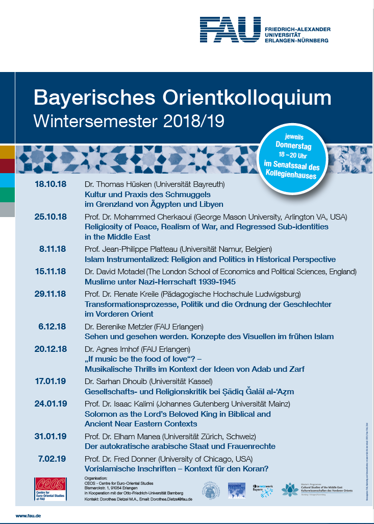 Zum Artikel "Jetzt online: Das Programm des Bayerischen Orientkolloquiums Wintersemester 2018/19"