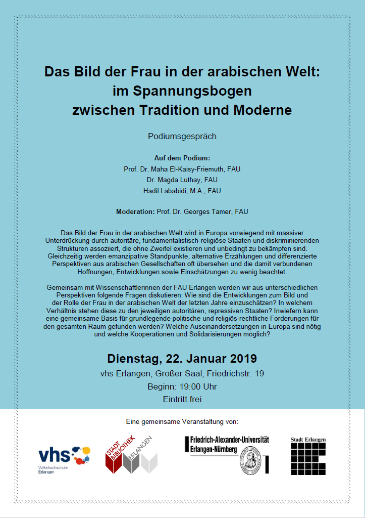 Zum Artikel "Einladung zur Podiumsdiskussion: Das Bild der Frau in der arabischen Welt: im Spannungsbogen zwischen Tradition und Moderne"